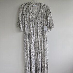 NEW Sonoma Linen Blend Daisy Floral Midi Dress Size XS